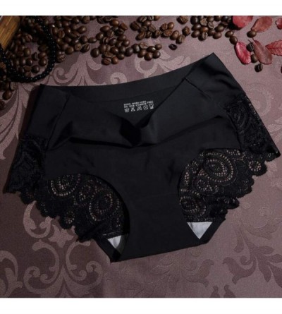 Panties Lace Woman Panties Nylon Rose Flower Print Back Breathable Seamless Underwear Panties-Black-XL - Black - CL1935Z7WIY ...