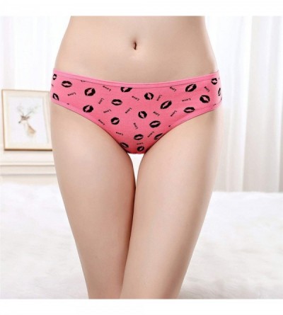 Panties 5 Pcs/Set Sexy Thong for Women Girls Cotton G Strings Panties Lip Print Dot Underwear - C Mixed Color-5 Pcs Xl - CC18...
