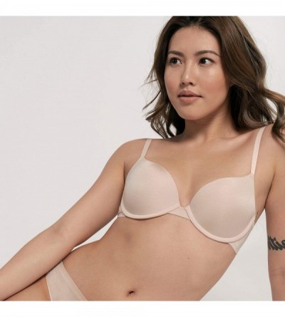 Bras Michelle T Shirt Bra - 3/4 Cup Underwire Padded Push-up Lingerie D17192A - Nude - CO17XQ6KI8A $21.44