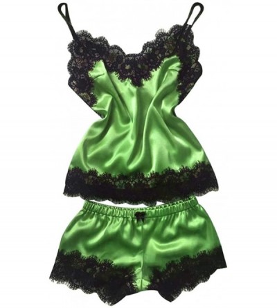 Garters & Garter Belts Women Lace Satin Sleepwear Lingerie Condole Belt Babydoll Underwear Nightdress - Green - CK192AZLX3U $...