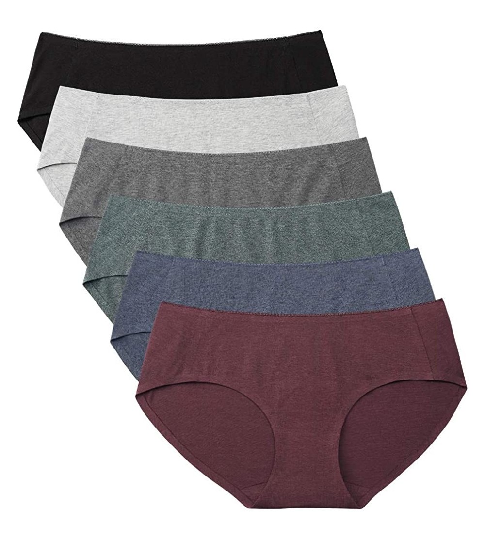 Panties Womens Underwear Seamless Cotton Briefs Panties for Women 6 Pack - Cotton Panties Women B/Dg - C31960S9NWD $20.55