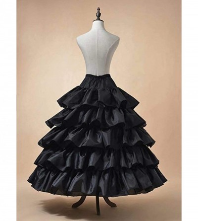 Slips Women's 5 Layers Wedding Ball Gown Petticoat Skirt 4 Hoops Slip Crinoline Underskirt Ruffled - Black - C618X66DRQL $31.88