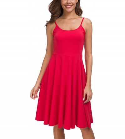 Slips Spaghetti Strap Dress Summer Casual Strappy Dress - Red - CG18NQNKRTY $20.78