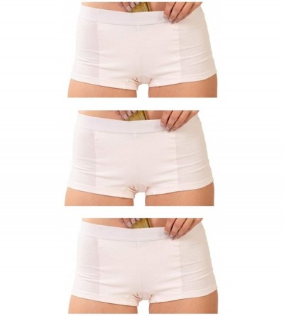 Panties 3 Pack Women's Secret Pocket Underwear Boy Brief Cotton Spandex - Nude / Cream - C218IN5KEZN $55.48