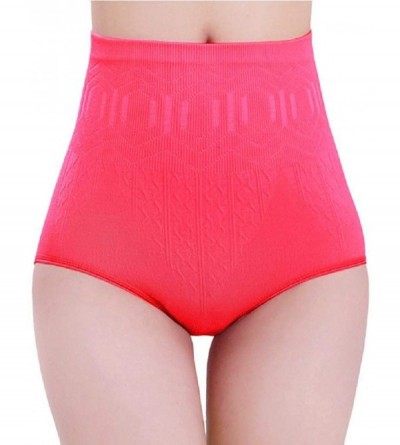 Shapewear Women's Underwear-Sexy Womens High Waist Tummy Control Body Shaper Briefs Slimming Pants - Hot Pink - C318ZA295YS $...