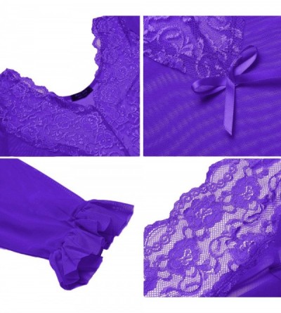 Baby Dolls & Chemises Women Lingerie Lace Bodysuit One Piece Teddy Deep V Halter Strap Babydoll - D7245-purple - C918C5YMEQR ...