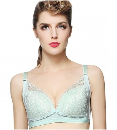 Bras Women's Adjustable Sports Front Closure Extra-Elastic Breathable Lace Trim Bra - Green - CR18YN75HLD $14.69