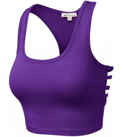 Shapewear Women's Cotton Scoop Neck Racerback Crop Top Sleeveless Tops - 964-purple-5 - CS19797RCOG $13.53