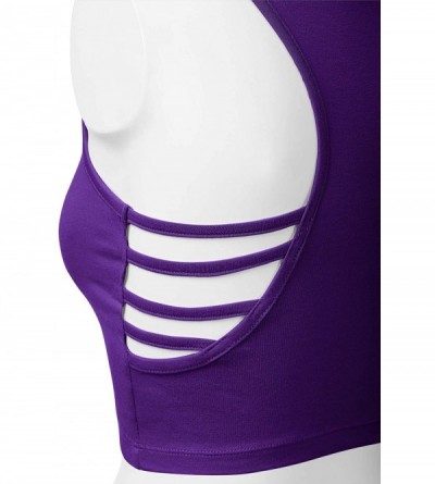 Shapewear Women's Cotton Scoop Neck Racerback Crop Top Sleeveless Tops - 964-purple-5 - CS19797RCOG $13.53