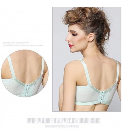 Bras Women's Adjustable Sports Front Closure Extra-Elastic Breathable Lace Trim Bra - Green - CR18YN75HLD $14.69