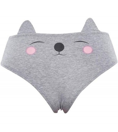Panties Women Cartoon Cat Ear Underwear Cotton Briefs Panties Lingeries Intimates - Grey - CI18S75SSIY $20.33