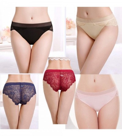 Panties Underwear women Lace Hipster Seamless Invisible Bikini Panties Mid Rise Silky Comfort Sexy Ladies Briefs 5/6 Pack S-X...