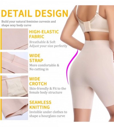 Shapewear Seamless Slip Shorts for Under Dress Mid Thigh Anti Chafing High Waist Smooth Safety Panty Boyshorts - Nude-1(hi Wa...
