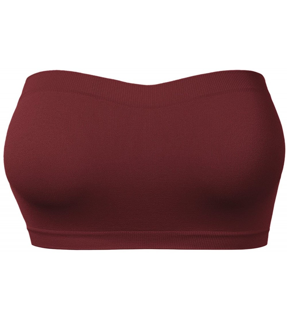 Camisoles & Tanks Women's Seamless Bandeau Non Padded One Size Active Tube Tops - 002-dark Burgundy - CD187M44STX $10.61