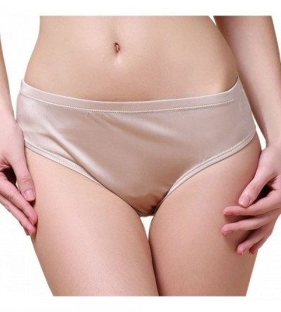 Panties Knitted Pure Silk Women Panties - Beige - C012EWUT24P $26.33