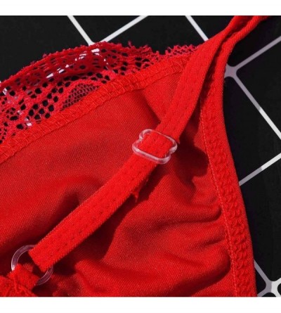 Garters & Garter Belts Women Plus Size Vest Crop Wireless Bra Lingerie Sexy V-Neck Underwear Camisole - Red - C318YK3M73I $10.63
