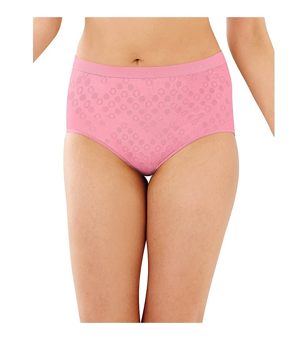 Panties Women's Comfort Revolution Microfiber Brief 3-Pack - Pink Dot/White/Rosewood - CO182S8SN8Y $24.34