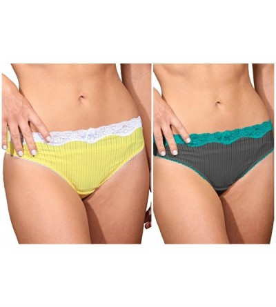 Panties Women's 2 Piece Set Thong Yellow and Castlerock - Yellow & Catlerock - CT11LGPXY8F $11.42