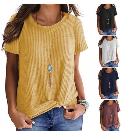 Camisoles & Tanks Tank Tops for Women Plus Size-Womens Casual Summer Tops Sleeveless Cute Twist Knot Waffle Knit Shirts Tank ...