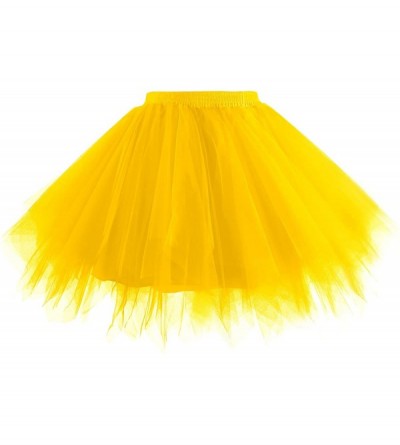 Slips Women 1950s Short Vintage Tulle Petticoat Skirt Ballet Bubble Tutu - A-gold - CY18R3YT7AN $44.16