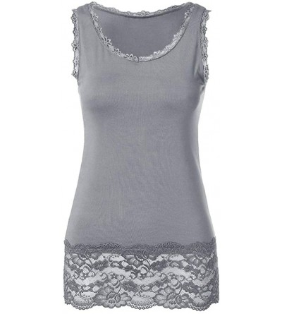 Shapewear Women's Fashion Sleeveless Lace Patchwork Tank Tops Beach Wear Blouse - Gray - CZ18T3XT3KN $8.64