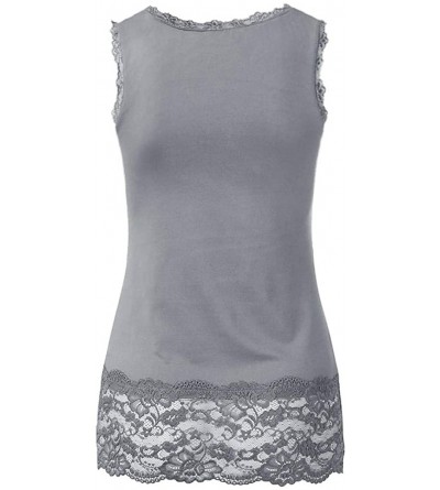 Shapewear Women's Fashion Sleeveless Lace Patchwork Tank Tops Beach Wear Blouse - Gray - CZ18T3XT3KN $8.64