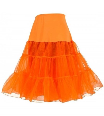 Slips Women's Crinoline 26" Petticoat 1950S Tutu Underskirt - Orange - CK19DYHDM55 $24.62