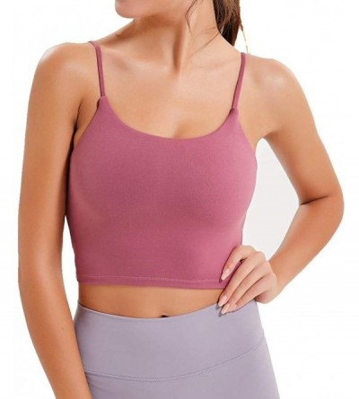 Camisoles & Tanks Women's Sports Bras Comfy Padded Gym Workout Crop Top Camisole Shirt Running Cami Yoga Tank Tops - C-pink -...