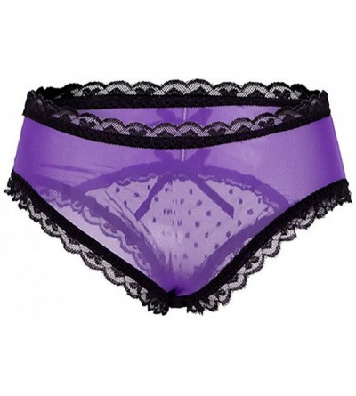 Panties Women Sexy Lace Underwear Hipster Soft Cool Panties Low Waist Briefs - Purple - CY18ZXWMAY9 $11.14