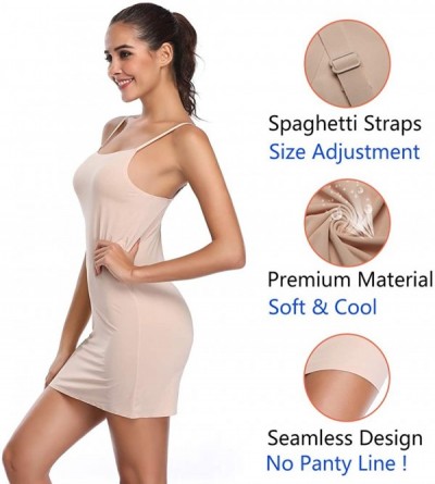Slips Long Full Slips for Under Dresses Sleeveless Cami Slip Dress V Neck Nightgown Tank Tops - Nude-1 - CH18KCTA0ME $13.29