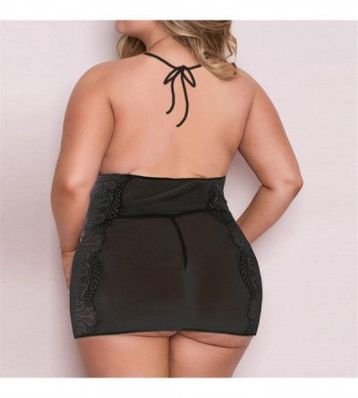 Bras Womens Plus Size Lace Bra Sexy Lingerie Bra Underwear Black Nightdress Thong 3-5XL - Black H - CY193QIURKL $14.03