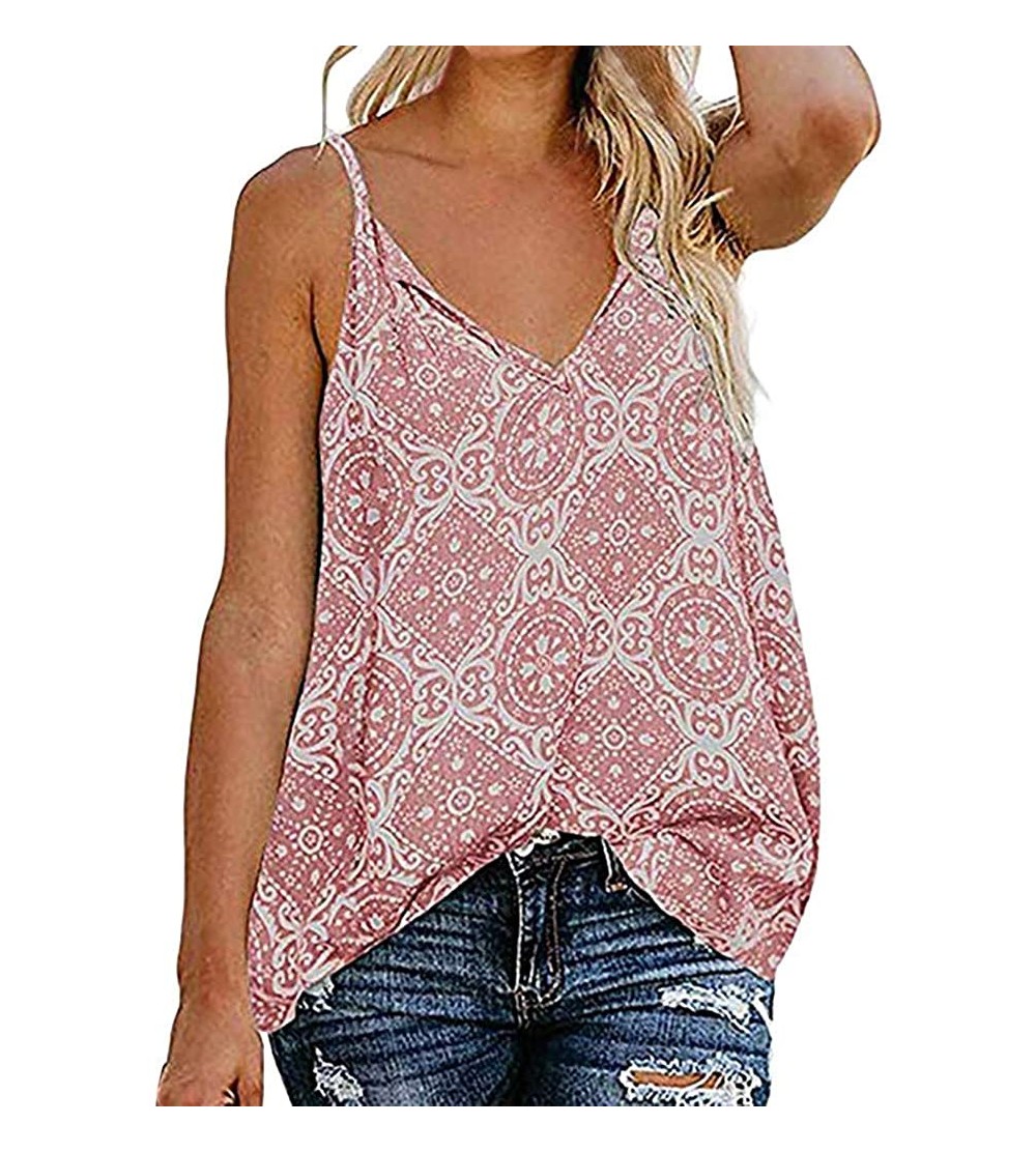 Camisoles & Tanks Sleevelss Blouses for Women Sexy Camisoles Summer Print Cami Tank Tops Casual V-Neck Vest T-Shirt Chanyuhui...