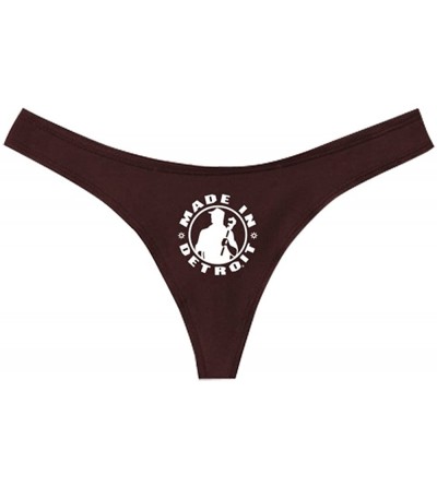 Panties Women's Thong Underwear - Brown W/ White - C8128D95MXB $10.79