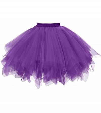 Slips Musever 1950s Vintage Ballet Bubble Skirt Tulle Petticoat Puffy Tutu - Purple - C918Q3E4MDA $23.84