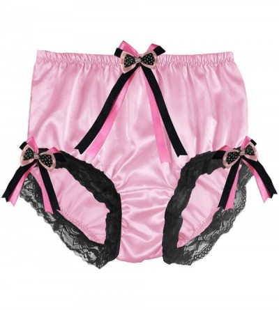 Panties STPH18D30 Fair Pink Handmade Satin Panties for Women Plus Size Briefs Underwear Undies Ladies - CX18O5RU5Z8 $24.05