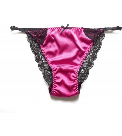 Panties Womens Silk String Bikini Satin Panties for Women Underwear Shiny Tanga Briefs - Rose Violet - CJ18ITTZMYR $31.65