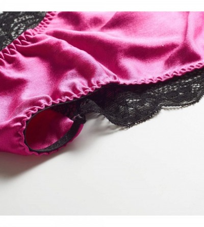 Panties Womens Silk String Bikini Satin Panties for Women Underwear Shiny Tanga Briefs - Rose Violet - CJ18ITTZMYR $14.24