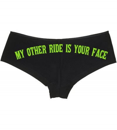 Panties My Other Ride is Your Face Boy Short Panties - Fun Flirty Boyshort Panties - Lime Green - C4188476D0W $10.77