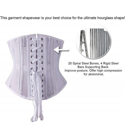 Shapewear Women's Waist Training Corsets Underbust Heavy Duty 26 Steel Boned Hourglass Silhouette Body Shaper - White Mesh - ...
