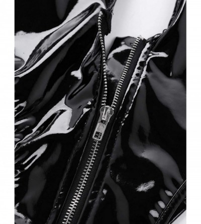 Shapewear Women's Teddy Lingerie Faux Leather Babydoll High Cut Bodysuit Nightwear - C118WOH2NKS $25.56