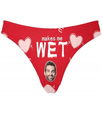 Panties Turn Husband Boyfriend Face on Women's Thong Underpants Briefs Makes Me Wet Love Hearts Red - Multi 1 - CK198DKH9K8 $...