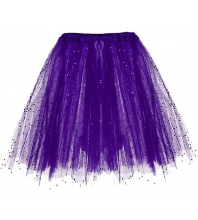 Slips Women Tutu Skirt Layered Tulle Petticoat Women's Vintage Petticoats Crinolines Bubble Dance Half Slip Skirt - F-dark Pu...