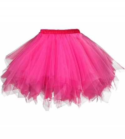 Slips Women's 1950s Vintage Tutu Petticoat Ballet Bubble Skirt (26 Colors) - Fuchsia - CS12KDDBEZ5 $20.61