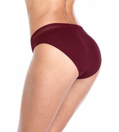 Panties Women 4 Pack Lace Bikini Panties Smooth Nylon Hipster Underwear Briefs - Lace Bikini Briefs - CW18M73935L $18.41