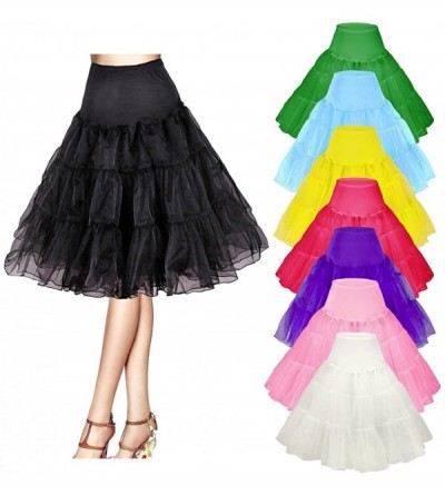 Slips Womens 50s Vintage Rockabilly Net Petticoat Skirt Tutu - Gray - C211AJJULL1 $24.13