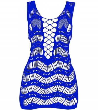 Shapewear Women Net Bodystocking Sleepwear for Ladies One Free Size Bodysuits Lingerie Stocking - Blue - CL187I2MU8Q $9.30