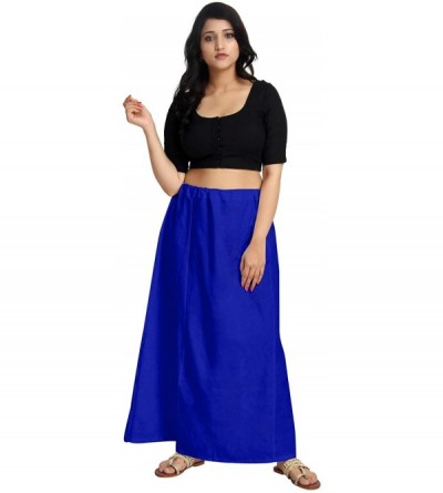 Slips Cotton Royal Blue Indian Saree Petticoat Readymade Lining Sari Underskirt Undercoat Waist Size 28 to 46 Max - CQ196YCYM...