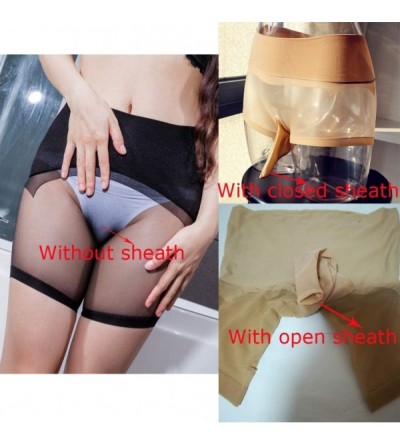Panties 360° Seamless Sheer Any Cut Sexy Boyshort Panties Briefs Underwear Stretch Shorts - Red(with Open Sheath) - CA18OZA6U...
