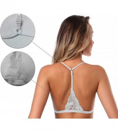 Panties Women Embroidery Floral Lace Bra Front Closure Wire Free Everyday Bralette Bra - White - CC18A9HNLEC $20.54
