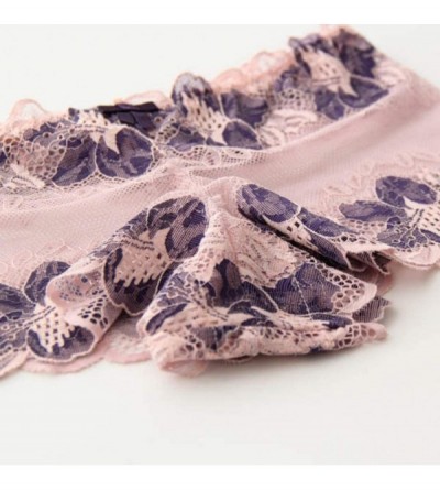 Panties Women's Plus Size Lace Boyshort Panties Comfort Ultra-Soft Boxer Underwear See Through Sexy Panties - Pink - CW195EUT...